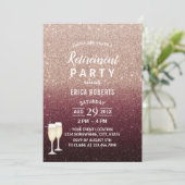 Modernes Burgund Rose Gold Glitzer Rente Party Einladung (Stehend Vorderseite)