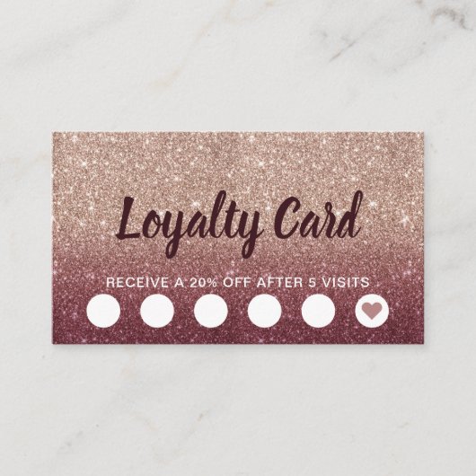 Modernes Burgund Rose Gold Imitate Glitzer Loyalit Treuekarte (Vorderseite)