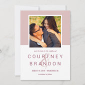 Modernes Burgund-Rose-Rosa-Monogramm-Hochzeitsstif Save The Date (Vorderseite)