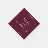Modernes Burgund Stilvolle Personalisierte Hochzei Serviette (Ecke)