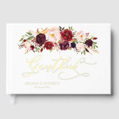 Modernes Burgund und Blütenblüte Gästebuch (Vorderseite)