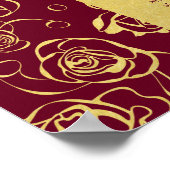 Modernes Burgund und Goldfloral mit Rose Poster (Ecke)