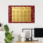 Modernes Burgund und Goldfloral mit Rose Poster (Heimbüro)
