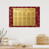 Modernes Burgund und Goldfloral mit Rose Poster (Küche)