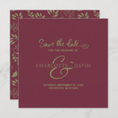 Modernes Burgund und grüne Hochzeiten retten das D Save The Date (Vorne/Hinten)
