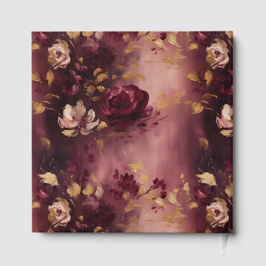 Modernes Burgundy Blush Gold Boho Wedding Gästebuc Gästebuch (Rückseite)