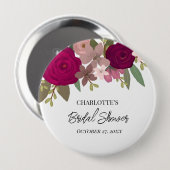Modernes Burgundy Garden Blume Brautparty Button (Vorne & Hinten)