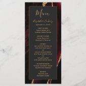 Modernes Burgundy Gold Agate Dark Wedding Menu Menükarte (Vorderseite)