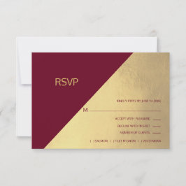 Modernes Burgundy & Gold Foil UAWG Menu Hochzeit RSVP Karte