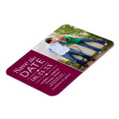 Modernes Burgundy Hearts Wedding Foto Save the Dat Magnet (Linke Seite)