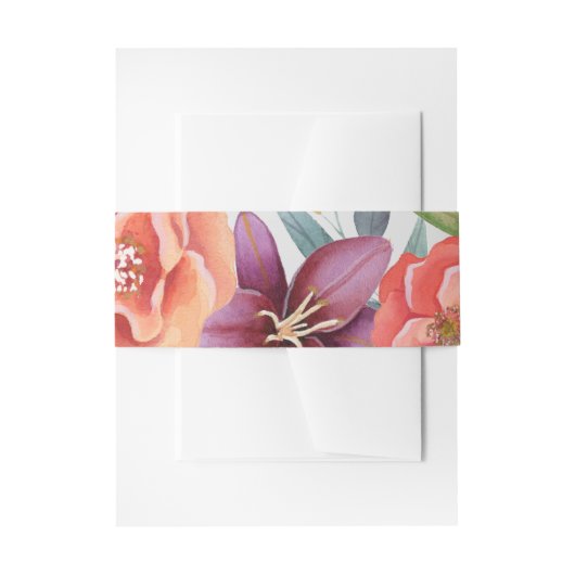 Modernes Burgundy & Plum Floral Silver 3 Einladungsbanderole (Vorderseite Beispiel)