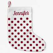Modernes Burgundy Polka Dots Muster Kleiner Weihnachtsstrumpf (Vorderseite)
