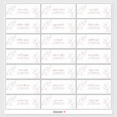 Modernes Burgundy Script Botanische Gastadresse Aufkleber (Blatt)