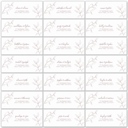 Modernes Burgundy Script Botanische Gastadresse Aufkleber (Vorderseite)