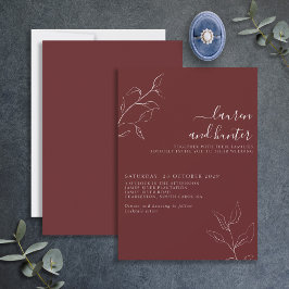 Modernes Burgundy Script Botanische Hochzeit Invit Einladung