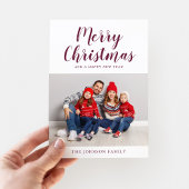 Modernes Burgundy Script Ein Foto Weihnachten