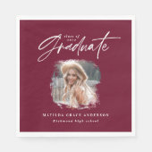 Modernes burgundy-Script-Foto mit elegantem Abschl Serviette (Vorderseite)