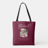 Modernes burgundy-Script-Foto mit elegantem Abschl Tasche (Rückseite)