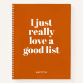 Modernes Burnt Orange Checklist Journal-Notebook Notizblock (Vorderseite)