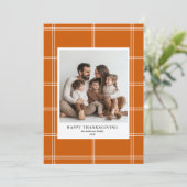 Modernes Burnt Orange Kariert Erntedank Foto Einladung (Stehend Vorderseite)