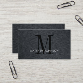 Modernes Büro für elegantes Monogram Black Brushed Visitenkarte