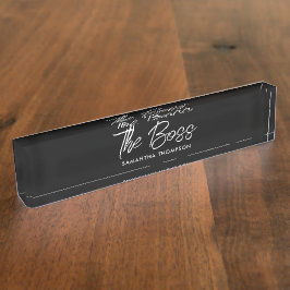 Modernes Büro für Minimalistisches Schwarzes Skrip Namensplakette