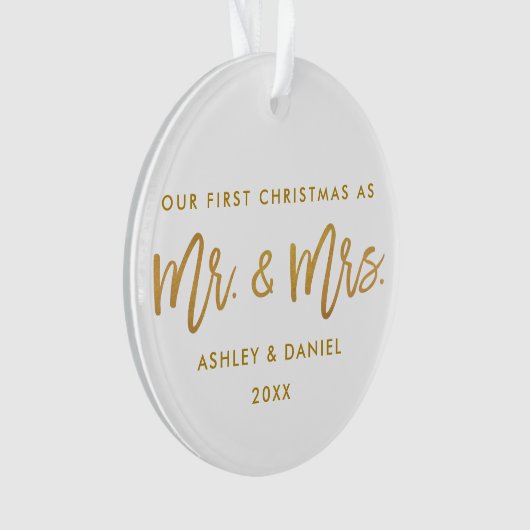 Modernes Bürsten-Skript-Golderster Weihnachtsherr Ornament (Vorderseite)