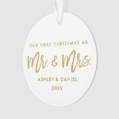 Modernes Bürsten-Skript-Golderster Weihnachtsherr Ornament (Vorderseite)