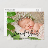 Modernes Bürsten-Skript-neue Baby-Liebe und Ankündigungspostkarte (Vorne/Hinten)