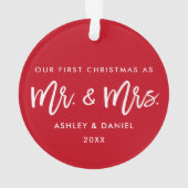 Modernes Bürsten-Skript-Rot-erster Weihnachtsherr Ornament (Rückseite)