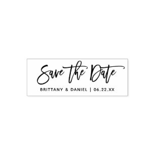 Modernes Bürsten-Skript Save the Date Permastempel