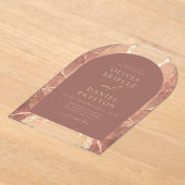 Modernes Bush Pink Gold Agate Wedding Elegant Acryleinladungen (Ablage )