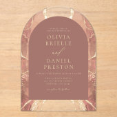 Modernes Bush Pink Gold Agate Wedding Elegant Acryleinladungen (Vorderseite)