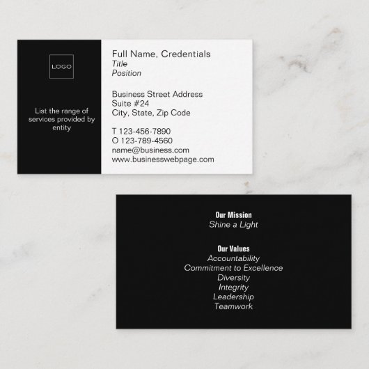 Modernes Business, Firmenlogo in Schwarz und Weiß Visitenkarte (Vorne/Hinten)