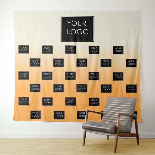 Modernes Business Logo Orange Ombre Fair Backgroun Wandteppich (Beispiel (Horizontal))