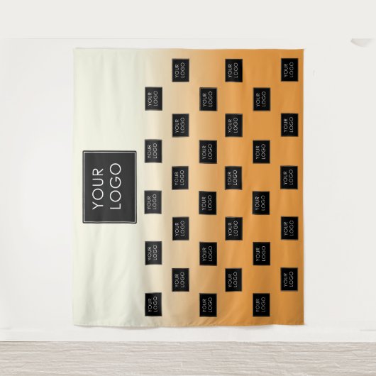 Modernes Business Logo Orange Ombre Fair Backgroun Wandteppich (Vorderseite)