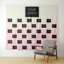 Modernes Business Logo Rosa Ombre Hintergrund Wandteppich