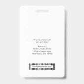 Modernes Business-Logo und Mitarbeiter-Foto-ID Ausweis (Rückseite)