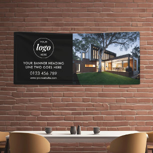 Modernes Business-Logo Werbung Foto Black 6' Banner