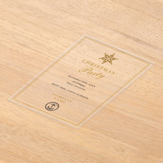 Modernes Business Weihnachten Party Gold Acryleinladungen (Ablage )