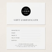 Modernes Businesslogo - elegantes Geschenkgutschei (Vorne & Hinten)