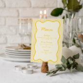 Modernes Butter-Gelbes Hochzeitmenü Einladung