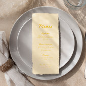 Modernes Butter-Gelbes Hochzeitmenü Menükarte
