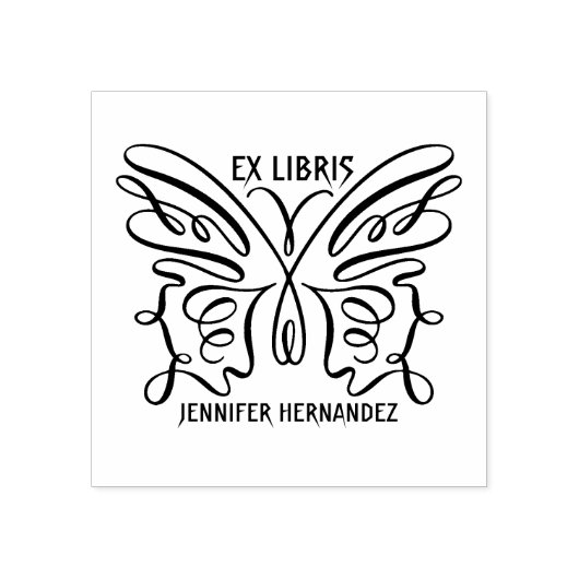 Modernes Butterfly Ex Libris Buch Gummistempel (Prägung)