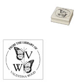 Modernes Butterfly Monogram Library Book Gummistempel (Stempel)