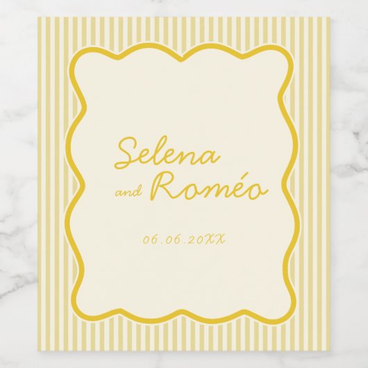 Modernes Buttergelb Weinetikett (Einzelnes Label)