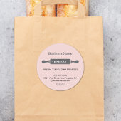 Modernes Button Bäckerei Pink Business Runder Aufkleber