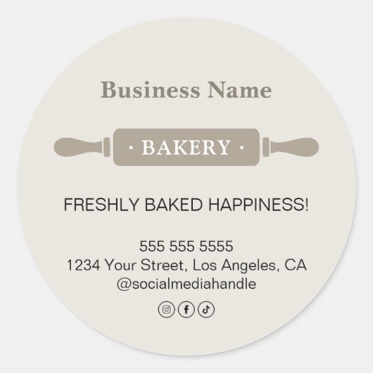 Modernes Button-Bäckereigeschäft Runder Aufkleber (Vorderseite)
