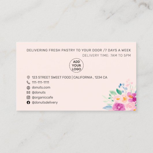 Modernes Button für Blumengebäck Visitenkarte (Rückseite)
