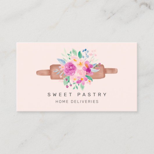 Modernes Button für Blumengebäck Visitenkarte (Vorderseite)
